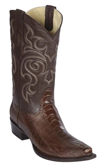 Los Altos Brown  Genuine Ostrich Leg Snip Toe Cowboy Boots 940507