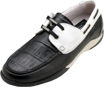 Mauri "Rowing" 9175 Black / White Nappa Leather / Baby Crocodile Loafer Shoes