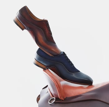 Mezlan Affari Cognac Rust Bi-Tonal Suede and Calfskin Brogue Oxford 21142