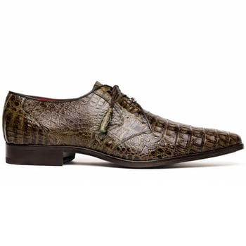 Marco Di Milano "Lacio" Wooden Green Genuine Caiman Crocodile Dress Shoes