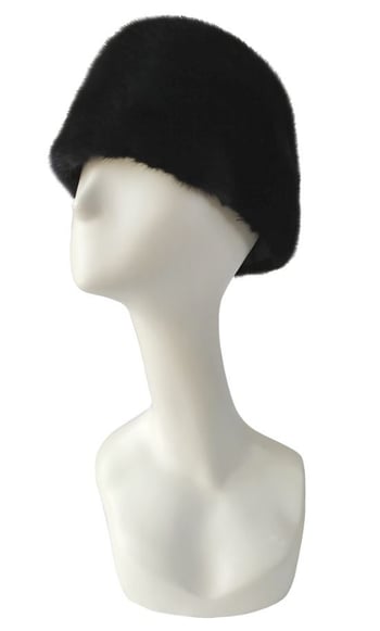 Winter Fur Black Genuine Mink Hat M59H06BK.