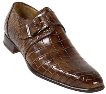 Mauri 1172  Tabac All-Over Genuine Baby Alligator Hand Painted Shoes With Monk Strap On Front