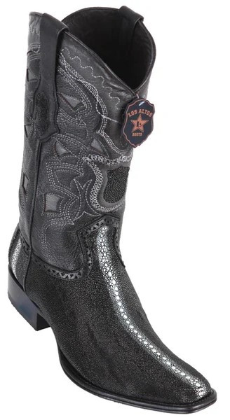 Los Altos Full Rowstone Stingray Genuine Caiman Tail European Square Toe Cowboy Boots 761105