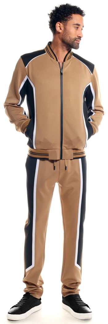 Stacy Adams Khaki / Black / White Modern Fit Tracksuit Outfit 2600