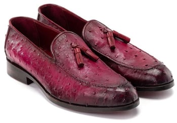 Paul Parkman Purple Genuine Ostrich Skin Tassel Loafer OST834PRP.