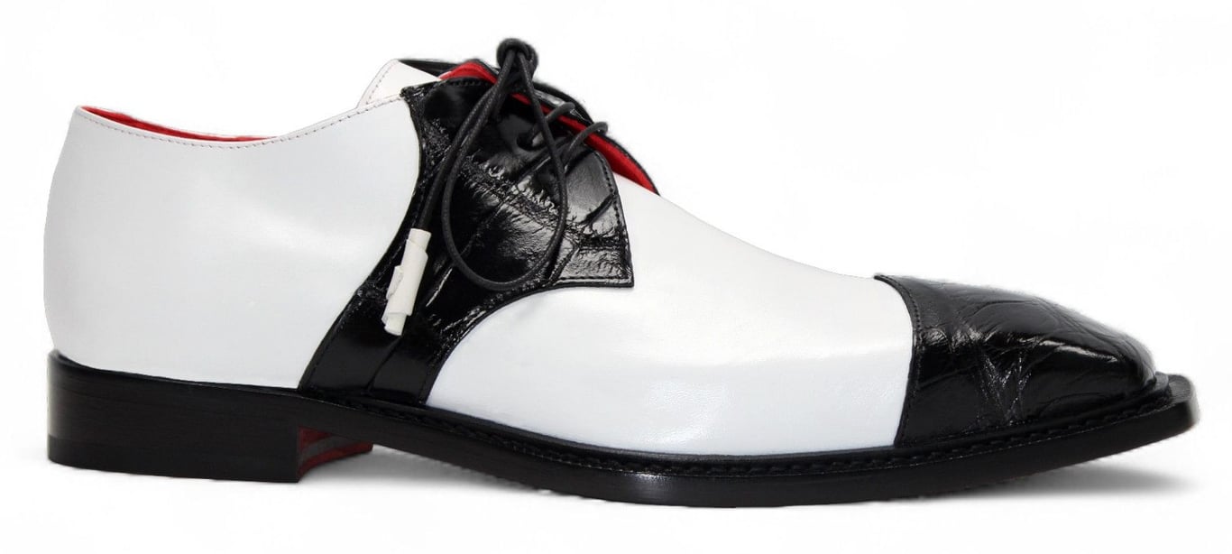 Fennix Italy Landon 2 Black / White Genuine Alligator Derby Shoes 10
