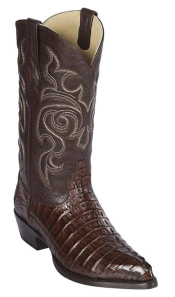 Los Altos Brown Genuine Caiman Tail J Toe Cowboy Boots 990107