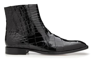 Belvedere Ivan Black Genuine Alligator Handcrafted Chelsea Boots