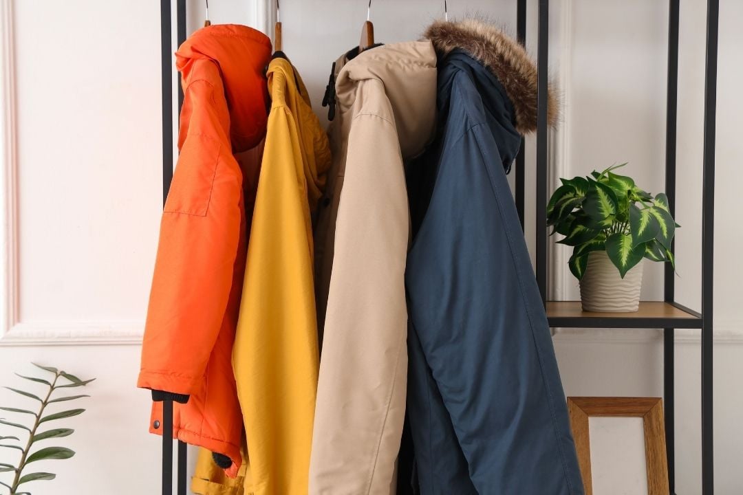 rolling garment rackswith clothes