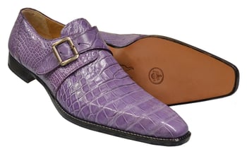 Mauri 53154 Lavender Genuine All-Over Alligator Loafer Shoes With Monk Straps.