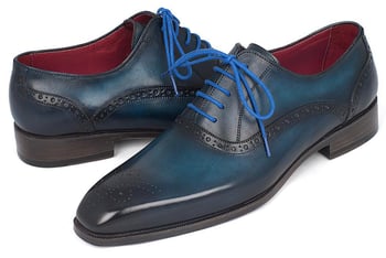 Paul Parkman ''FS88VA'' Blue / Navy Genuine Leather Medallion Toe Shioes.