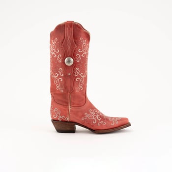 Ferrini Ladies "Bella" Red Genuine Full Grain Leather Square Toe Cowgirl Boots 82261-22