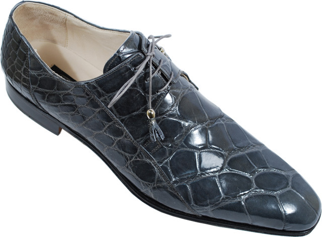 Fennix Italy Grey Mens alligator dress shoes. Fennix Logan Genuine Alligator Shoes Grey | MensDesignerShoe.com main image 4