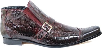 Mauri "Nominee" 42731 Hand Painted Wine Genuine Baby Crocodile / Ostrich Leg Shoes