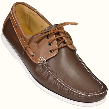 Masimo Brown / Cognac Casual Boat Shoes With White Stitching  2085-28