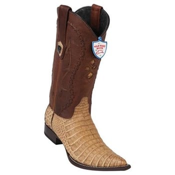 Wild West Sanded Honey Genuine Caiman Belly 3x Toe Cowboy Boots 295G8251