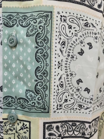 Pronti Sage Green / White / Black Paisley Lightweight Short Sleeve Shirt S6544