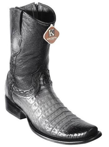 King Exotic Faded Gray Genuine Caiman Belly Dubai Square Toe Cowboy Boots 479B8238