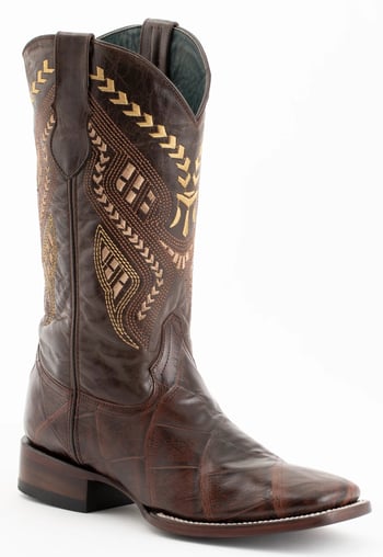 Ferrini "Jesse" Chocolate Alligator Print Leather Square Toe Cowboy Boots 43593-09