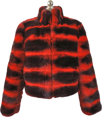 Winter Fur Ladies Red Genuine Full Skin Rabbit Bomber Jacket W18S03RD.