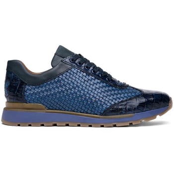 Marco Di Milano "Roma" Navy Genuine Caiman Crocodile Fashion Sneaker