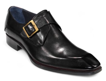 Duca Di Matiste "Massa" Black Genuine Italian Calf Leather Monk Strap Dress Shoes.