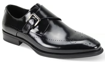 Giovanni Jeffery Black Genuine Calfskin Monk Strap Slip-On Shoes