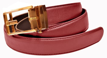 Serpi Burgundy Genuine European Calfskin Leather Adjustable Track Belt R1