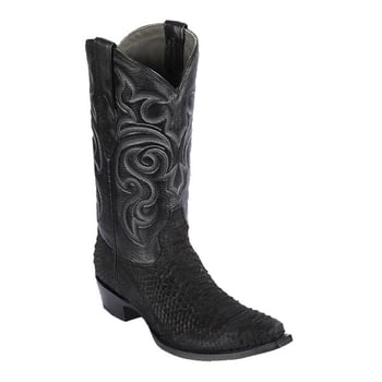 Los Altos Black Suede Finish Genuine Python Snakeskin Snip Toe Cowboy Boots 94N5705