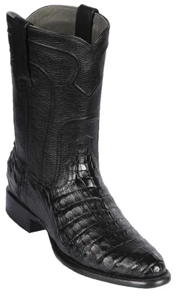 Los Altos Black Genuine Caiman Belly Round Roper Toe With Zipper Style Cowboy Boots 69Z8205