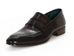 Paul Parkman 093 Black & Grey Genuine Leather Loafer Shoes