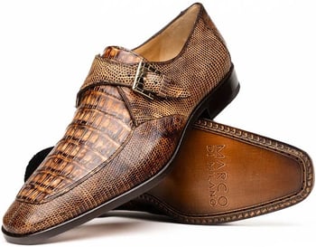 Marco Di Milano "Toluca" Rustic Orix Genuine Caiman Crocodile And Lizard Dress Shoes