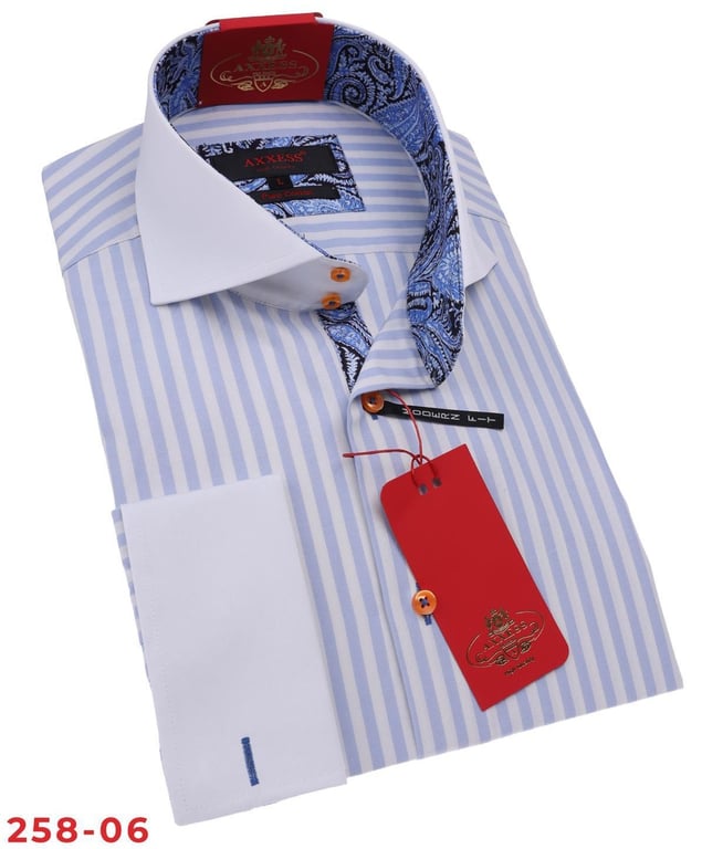 axxess dress shirts Axxess Cutaway Spread High-Collar Dress Shirts BLK-Dot Pattern