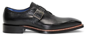 Emilio Franco Filippo Italian Black Genuine Leather Monk Strap Shoes
