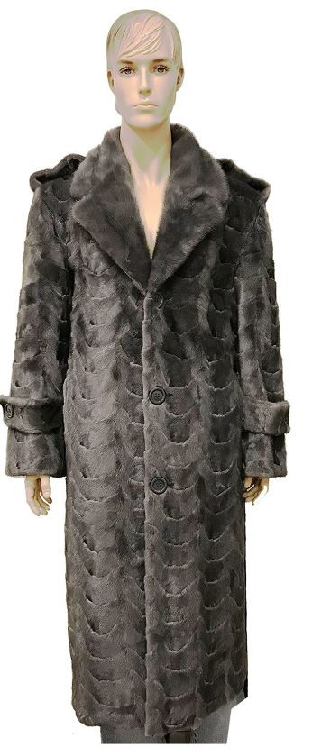 Winter Fur Blue Iris Genuine Mink Paws Full Length Coat M69F01BI.