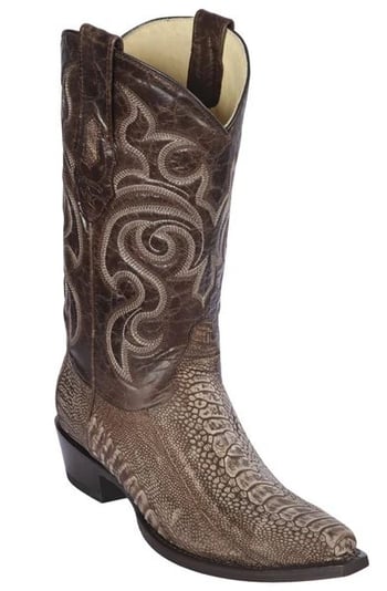 Los Altos Sanded Brown Genuine Ostrich Leg Snip Toe Cowboy Boots 940535