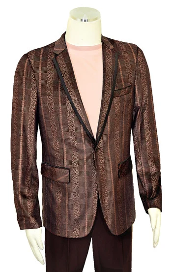 Pronti Copper Brown / Black Multi Pattern Metallic Foil / Velvet Blazer B6366