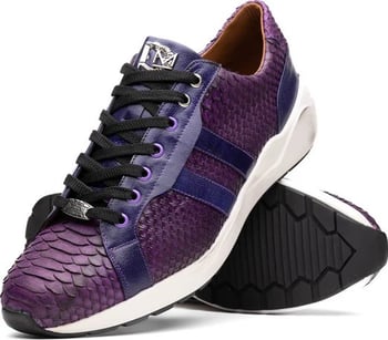 Marco Di Milano "Verona" Purple Genuine Python And Calfskin Fashion Sneaker