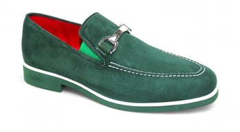 Emilio Franco "Nino II" Green Genuine Italian Suede Leather With Bracelet Loafers.