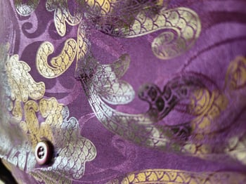 Pronti Purple / Metallic Gold / Silver Paisley Short Sleeve Shirt S6658