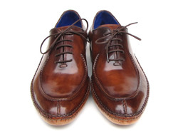 Paul Parkman 054 Brown Genuine Leather Handsewn Split-Toe Oxford Shoes