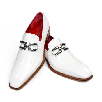 Emilio Franco "Francesco" White Genuine Italian Calf Leather With Bracelet Loafers.