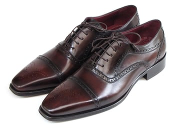 Paul Parkman Bordeaux / Brown Hand Painted Genuine Leather Men's Captoe Oxford Dress Shoes 024-BRWBRD