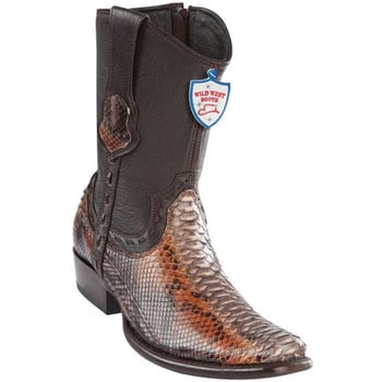 Wild West Rustic Cognac Genuine Python Dubai Toe Cowboy Boots 279B5788