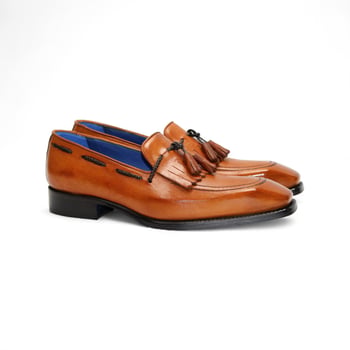 Emilio Franco Tommaso Men's Gold Genuine Italian Calf Leather Tassel Loafers