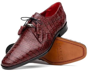 Marco Di Milano "Lacio" Wine Genuine Caiman Crocodile Dress Shoes