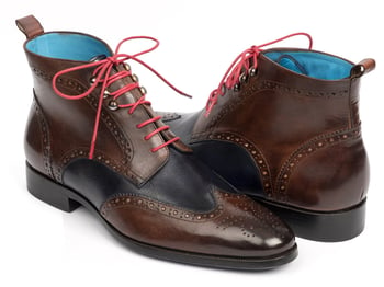 Paul Parkman 777 Brown / Blue Wingtip Ankle Boots.