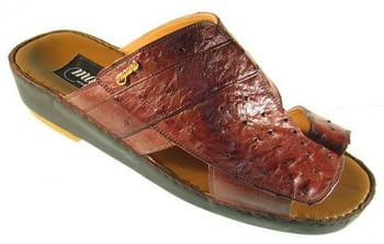 Mauri "1650" Cognac Genuine All-Over Ostrich Sandals