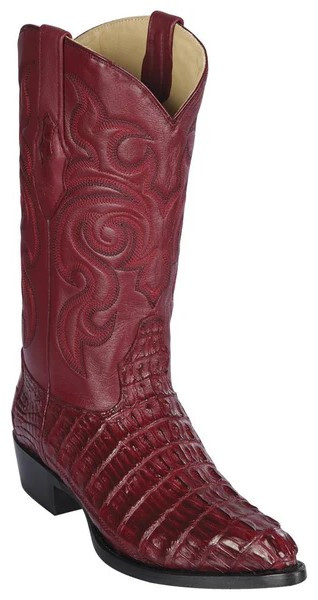 Los Altos Burgundy Genuine Caiman Tail J Toe Cowboy Boots 990106