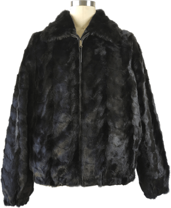 Winter Fur Black / Silver Genuine Mink Section Bomber Jacket With Collar M69R01BK .